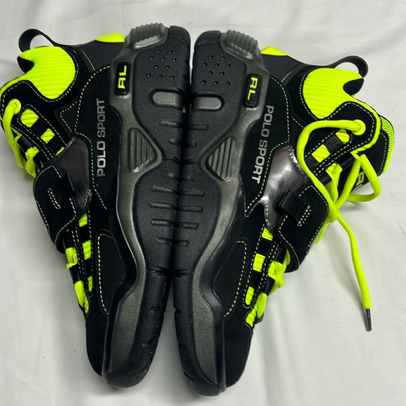 Ralph Lauren Polo Sport Mens shoes BlackYellow PS100 High Top RL Made in Vietnam - Picture 12 of 16